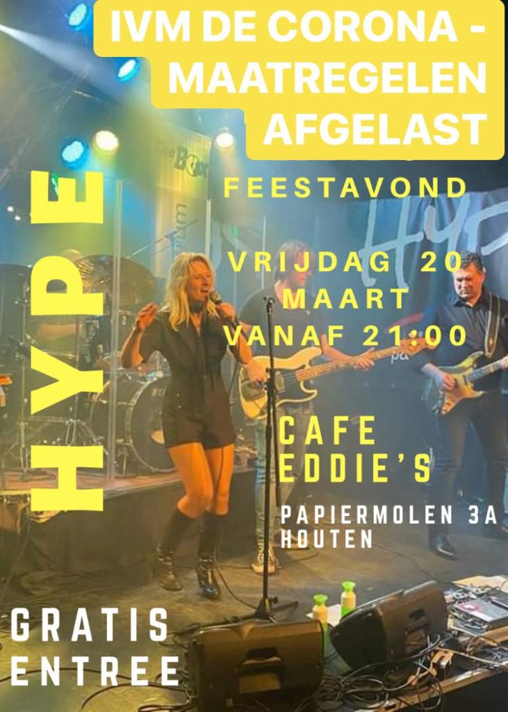 Optreden bij Café Eddie’s in Houten Partyband Hype